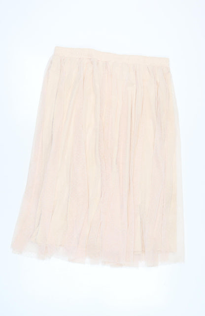 H&M Women’s Beige Knee Length Pleated Chiffon Skirt XL