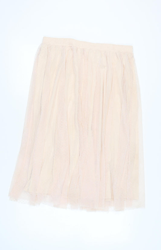 H&M Women’s Beige Knee Length Pleated Chiffon Skirt XL