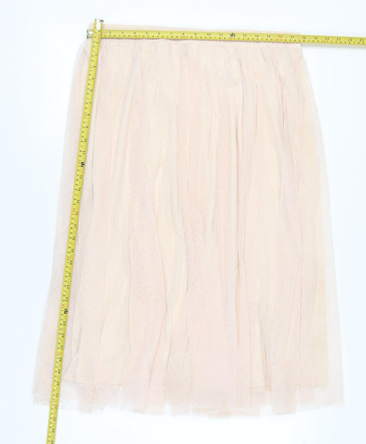 H&M Women’s Beige Knee Length Pleated Chiffon Skirt XL