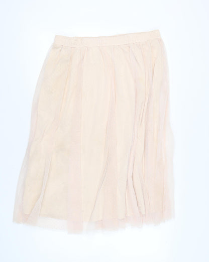 H&M Women’s Beige Knee Length Pleated Chiffon Skirt XL