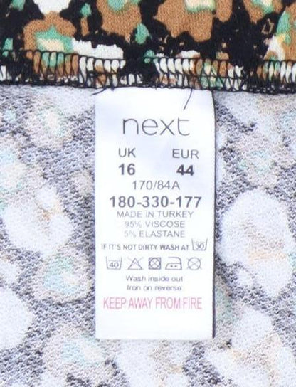 Next Women's Multicoloured Floral Jersey Pencil Skirt Size 16