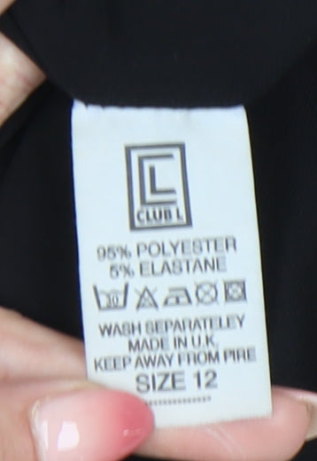 Club L London Women’s Black Size 12 Bodycon Ruched Halter Mini Dress