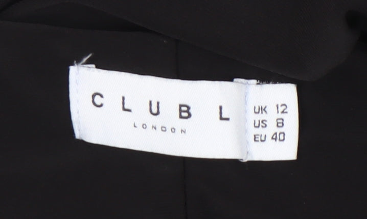 Club L London Women’s Black Size 12 Bodycon Ruched Halter Mini Dress