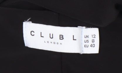 Club L London Women’s Black Size 12 Bodycon Ruched Halter Mini Dress