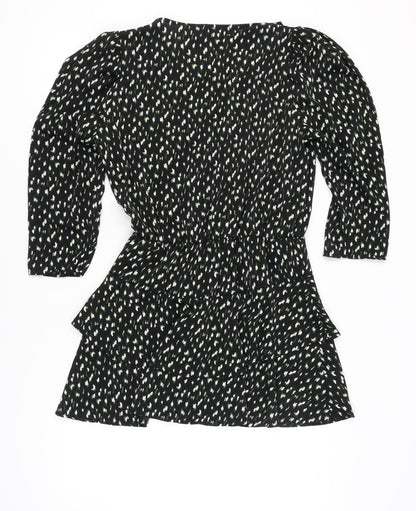 AX Paris Women’s Black Abstract Ruffle Wrap Dress Size 14