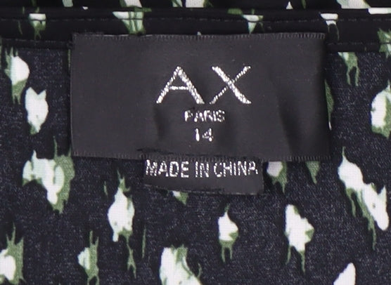 AX Paris Women’s Black Abstract Ruffle Wrap Dress Size 14