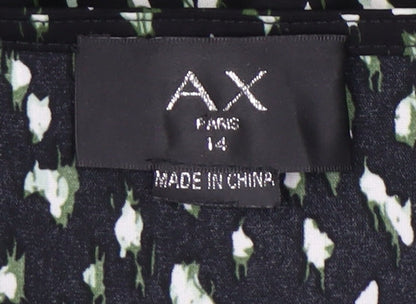 AX Paris Women’s Black Abstract Ruffle Wrap Dress Size 14
