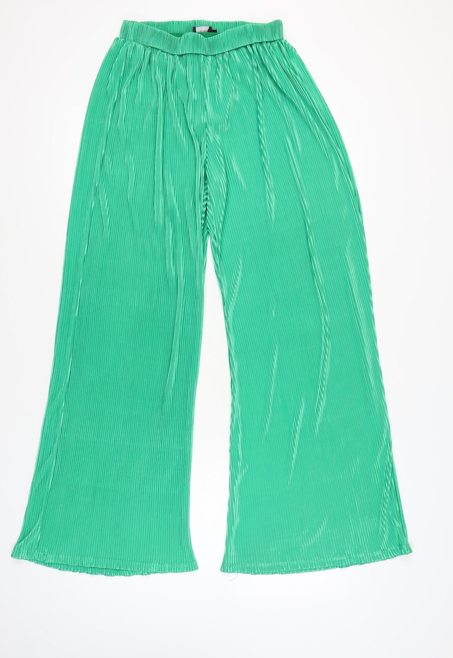 Womens UK Size 12 PRETTYLITTLETHING Regular Fit Wide-Leg Green Trousers