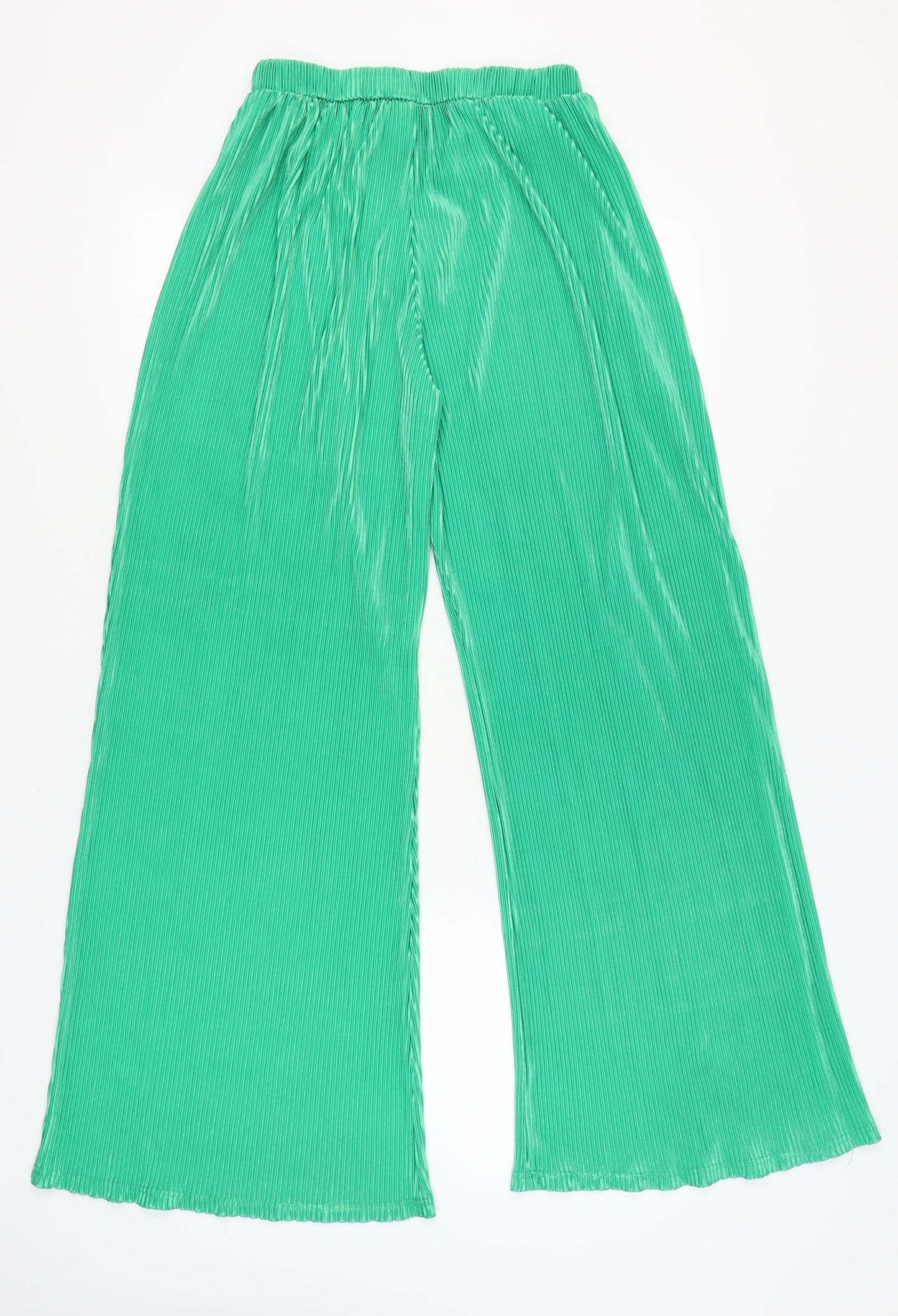 Womens UK Size 12 PRETTYLITTLETHING Regular Fit Wide-Leg Green Trousers