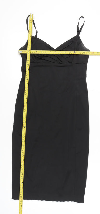 Karen Millen Womens Black Size 8 Bodycon Knee Length Sleeveless Dress
