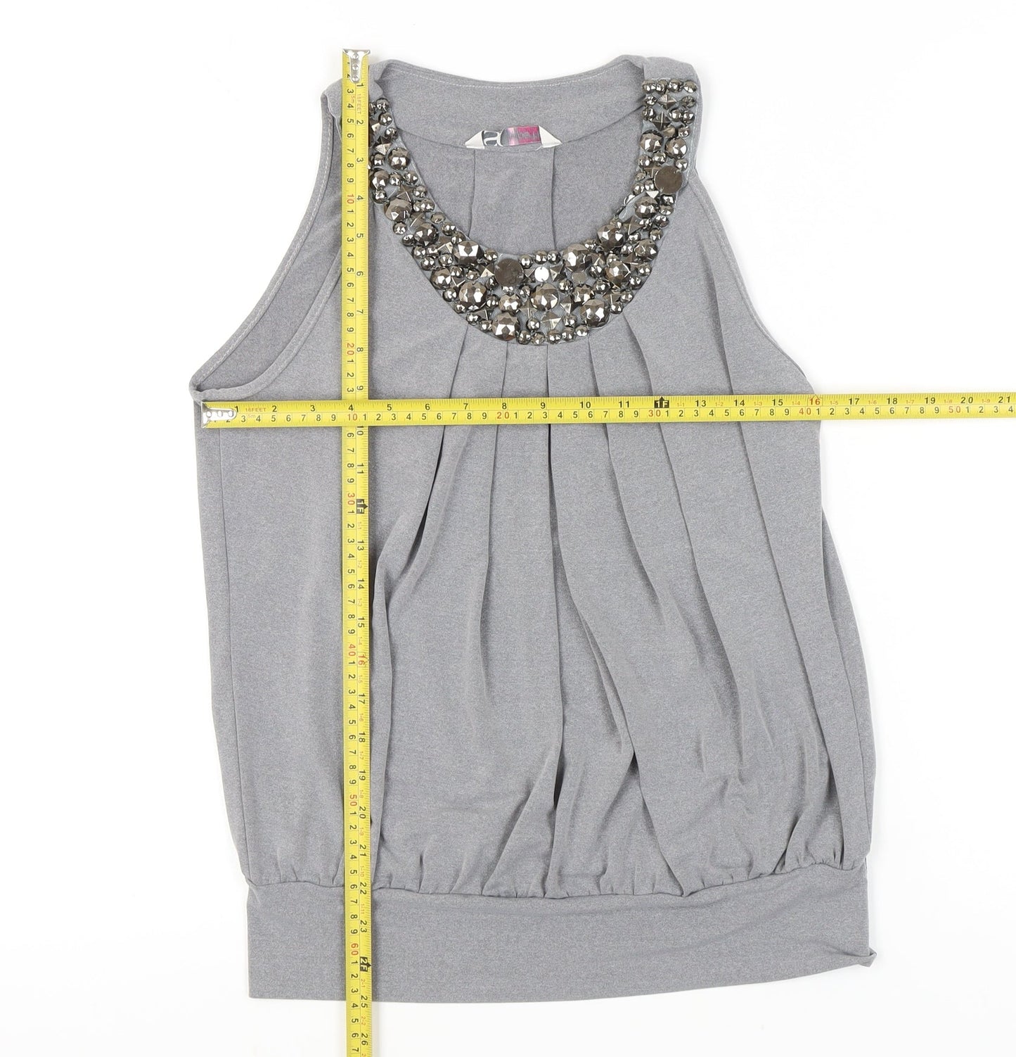 Womens UK Size 12 BHS Grey Basic Tank