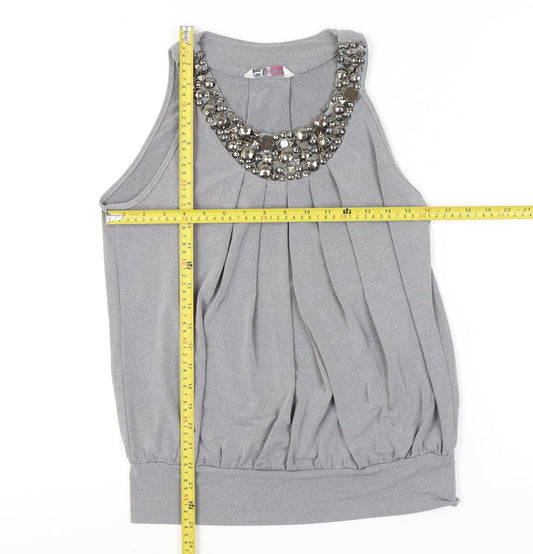 Womens UK Size 12 BHS Grey Basic Tank