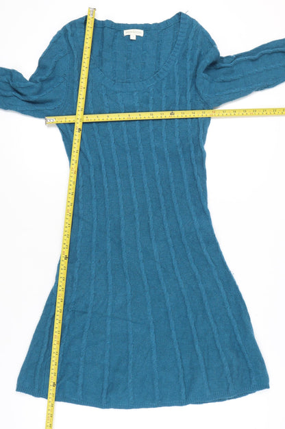 Monsoon Women’s Blue Knit A-Line Dress S Knee Length 3/4 Sleeve