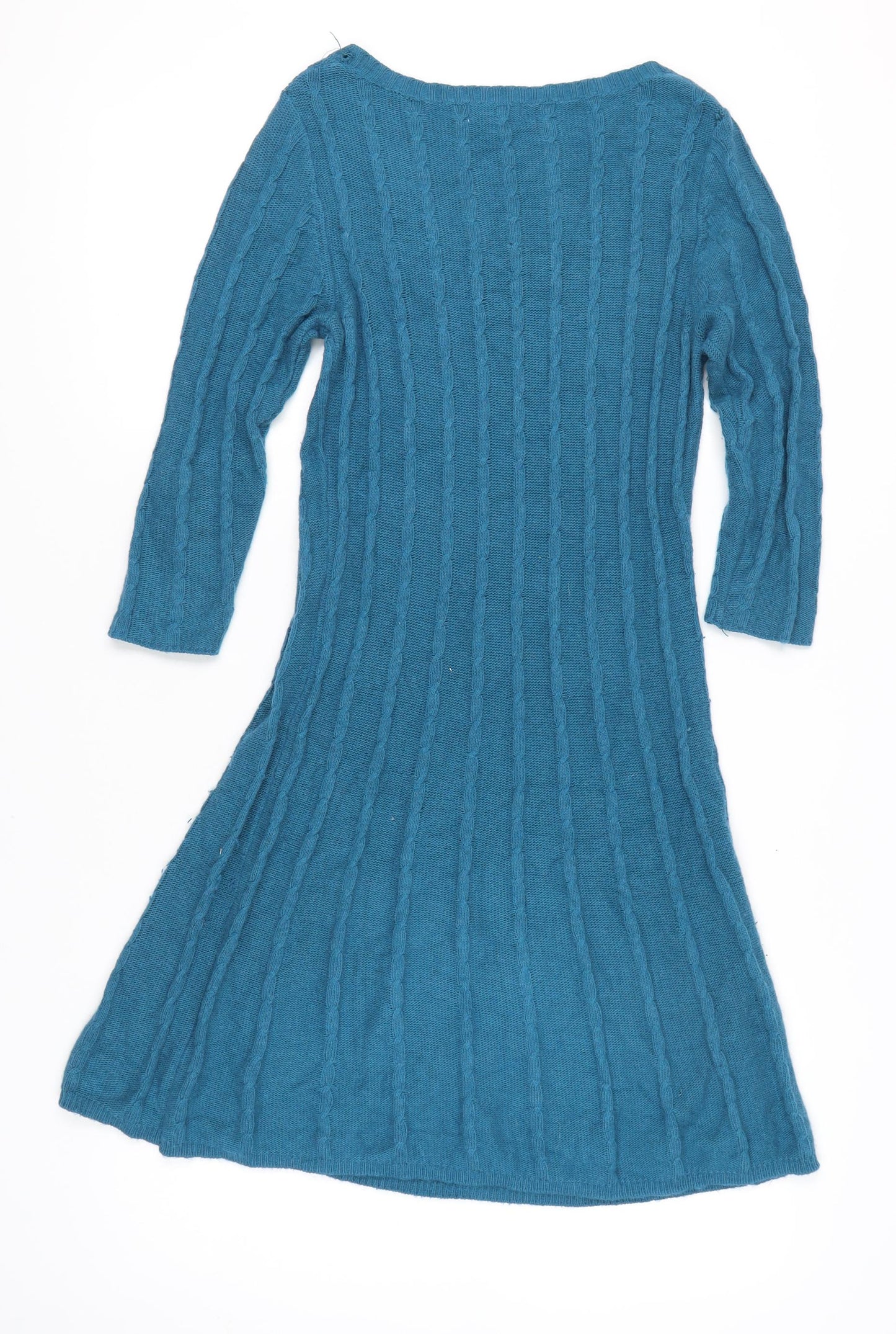 Monsoon Women’s Blue Knit A-Line Dress S Knee Length 3/4 Sleeve