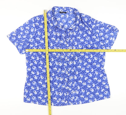 Womens UK Size 18 BHS Blue Basic Button-Up