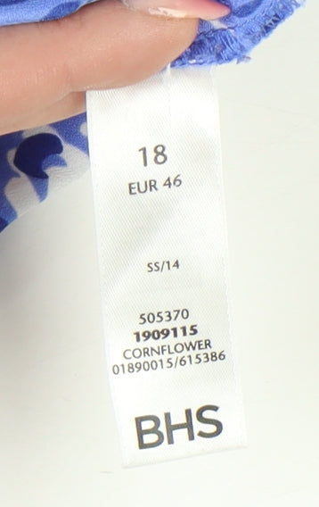 Womens UK Size 18 BHS Blue Basic Button-Up
