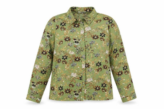 M&G Monogram Women’s Green Floral Long Sleeve Button-Up Shirt L