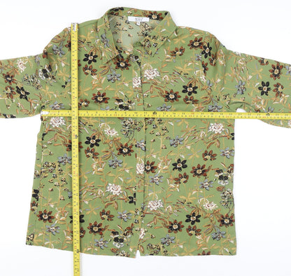 M&G Monogram Women’s Green Floral Long Sleeve Button-Up Shirt L