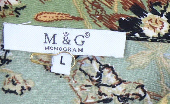 M&G Monogram Women’s Green Floral Long Sleeve Button-Up Shirt L