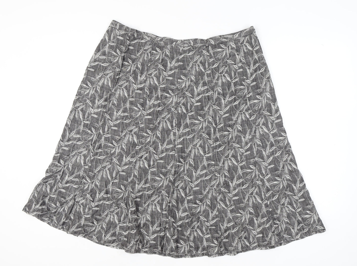 Marks and Spencer Women’s Grey Floral Linen A-Line Skirt Size 20