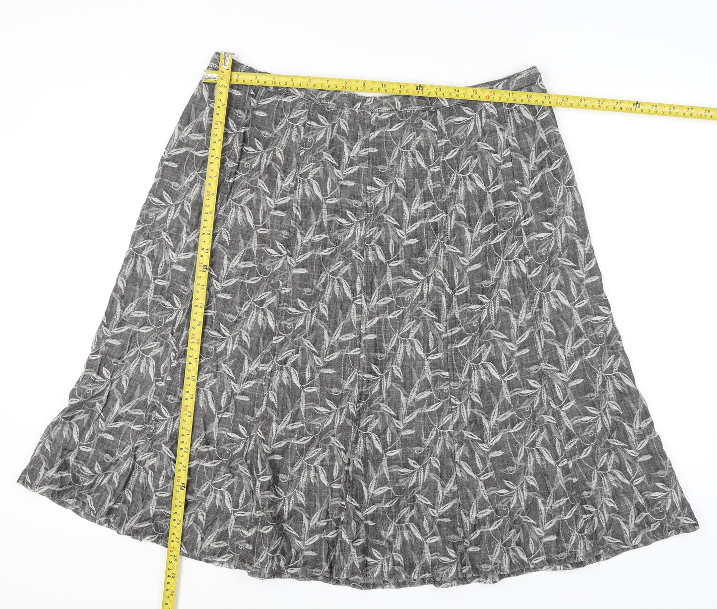 Marks and Spencer Women’s Grey Floral Linen A-Line Skirt Size 20