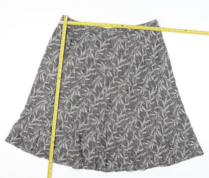 Marks and Spencer Women’s Grey Floral Linen A-Line Skirt Size 20