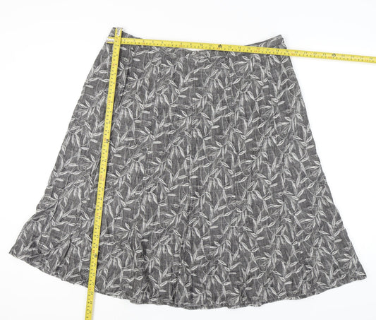 Marks and Spencer Women’s Grey Floral Linen A-Line Skirt Size 20