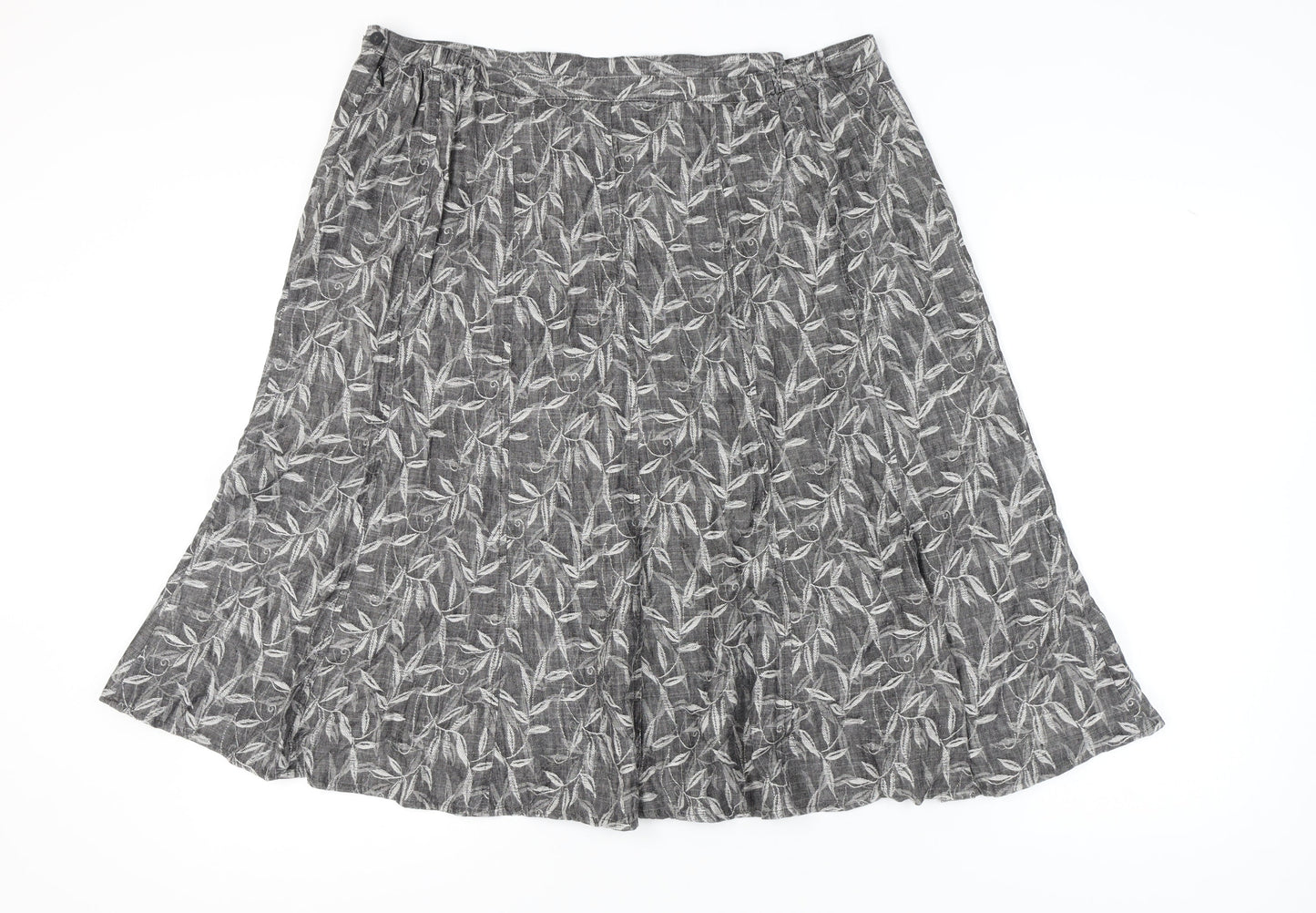 Marks and Spencer Women’s Grey Floral Linen A-Line Skirt Size 20