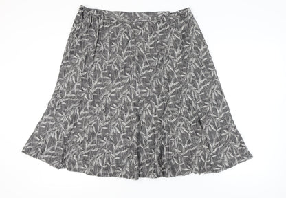 Marks and Spencer Women’s Grey Floral Linen A-Line Skirt Size 20