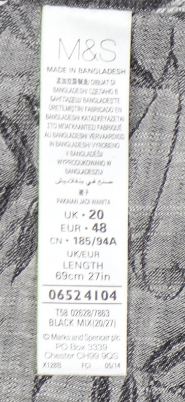 Marks and Spencer Women’s Grey Floral Linen A-Line Skirt Size 20