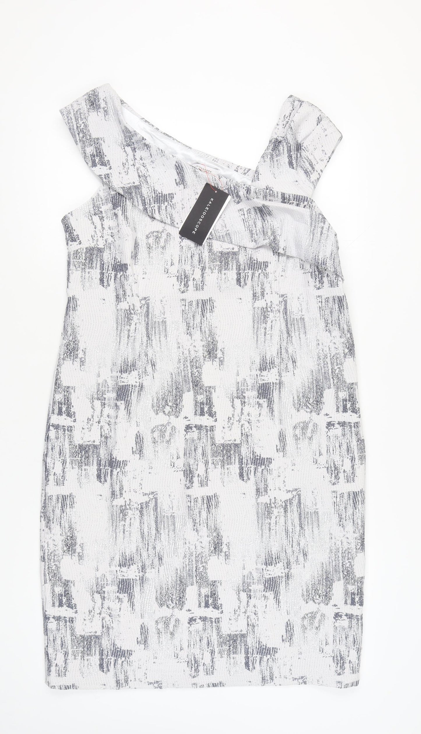 Kaleidoscope Women’s Grey Size 18 Asymmetric Neck Sheath Dress