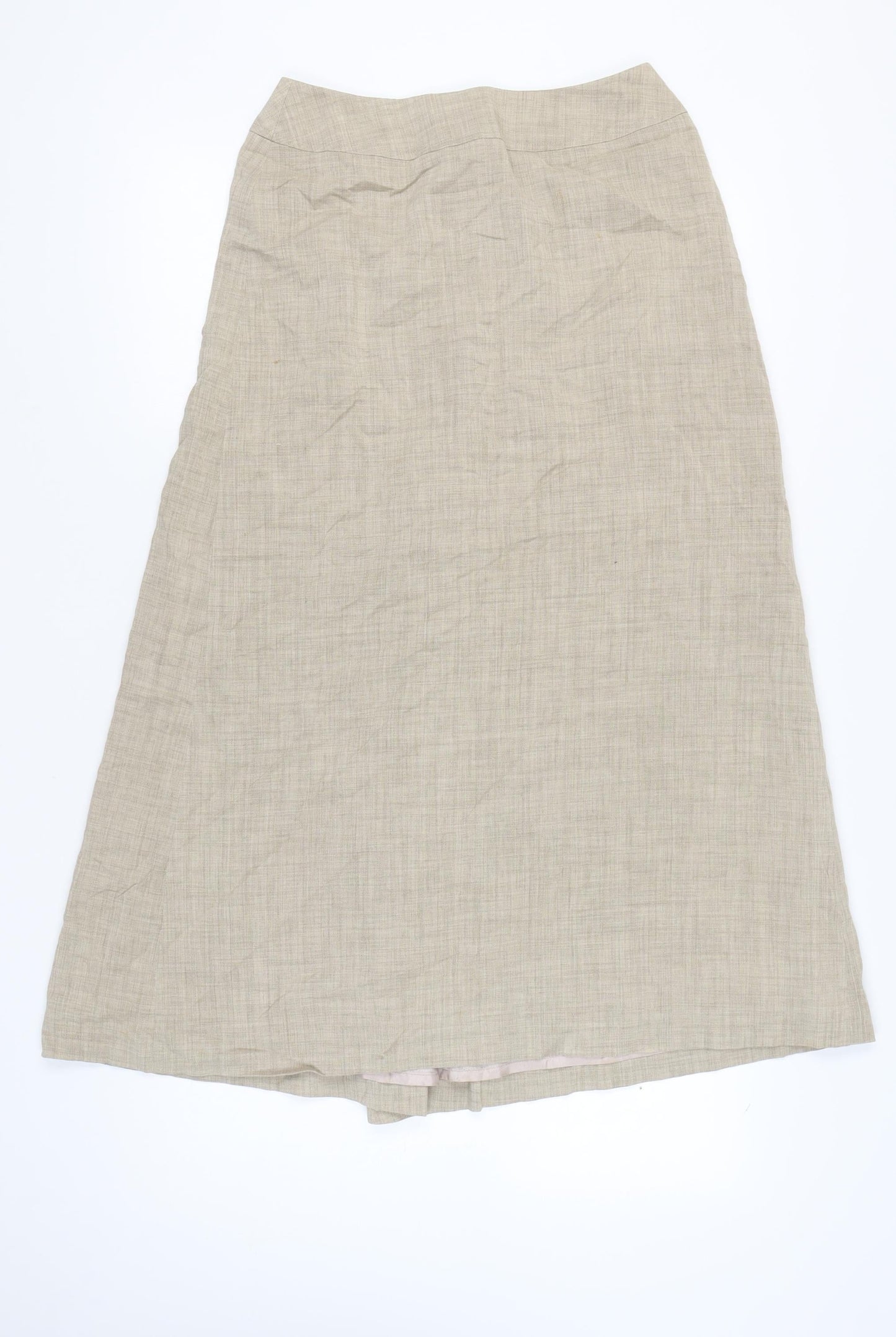 Monsoon Women’s Beige A-Line Midi Skirt Size 12 Linen Blend