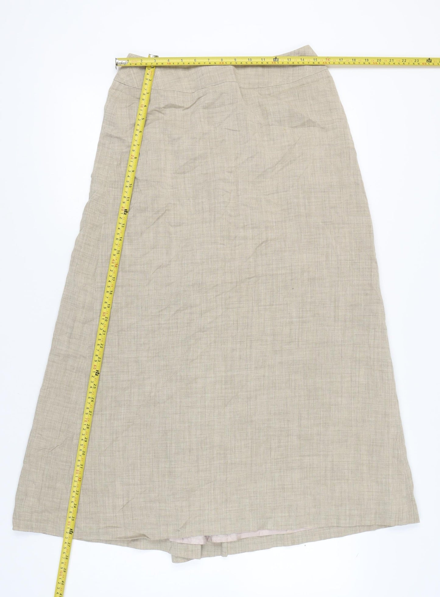 Monsoon Women’s Beige A-Line Midi Skirt Size 12 Linen Blend