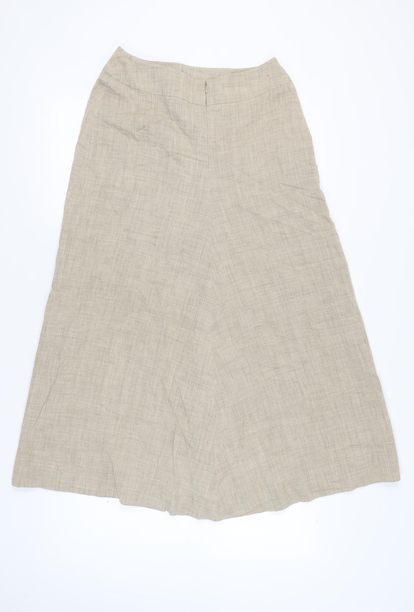 Monsoon Women’s Beige A-Line Midi Skirt Size 12 Linen Blend