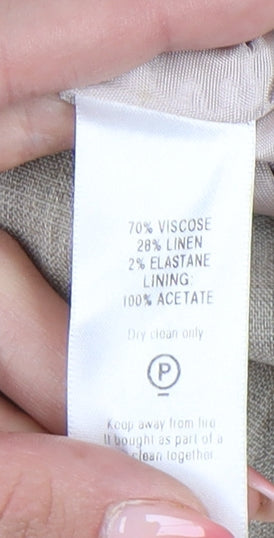 Monsoon Women’s Beige A-Line Midi Skirt Size 12 Linen Blend