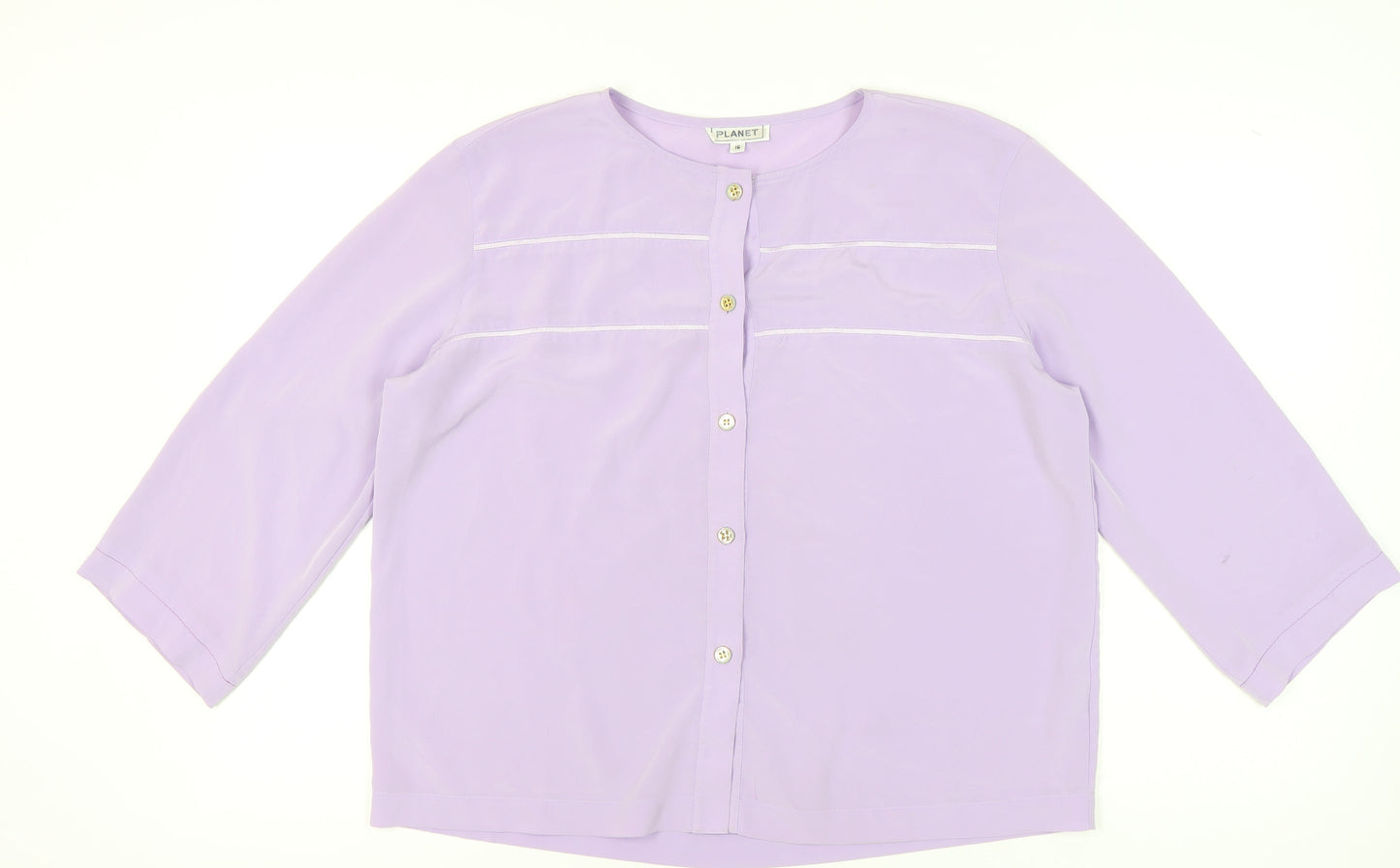 Womens UK Size 16 Planet Purple Basic Button-Up