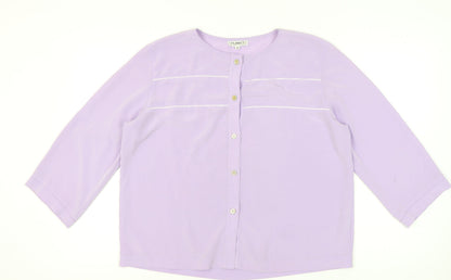 Womens UK Size 16 Planet Purple Basic Button-Up