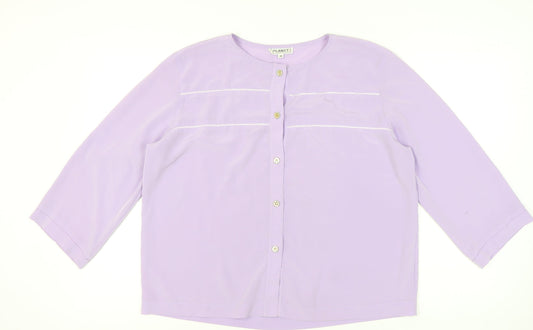 Womens UK Size 16 Planet Purple Basic Button-Up