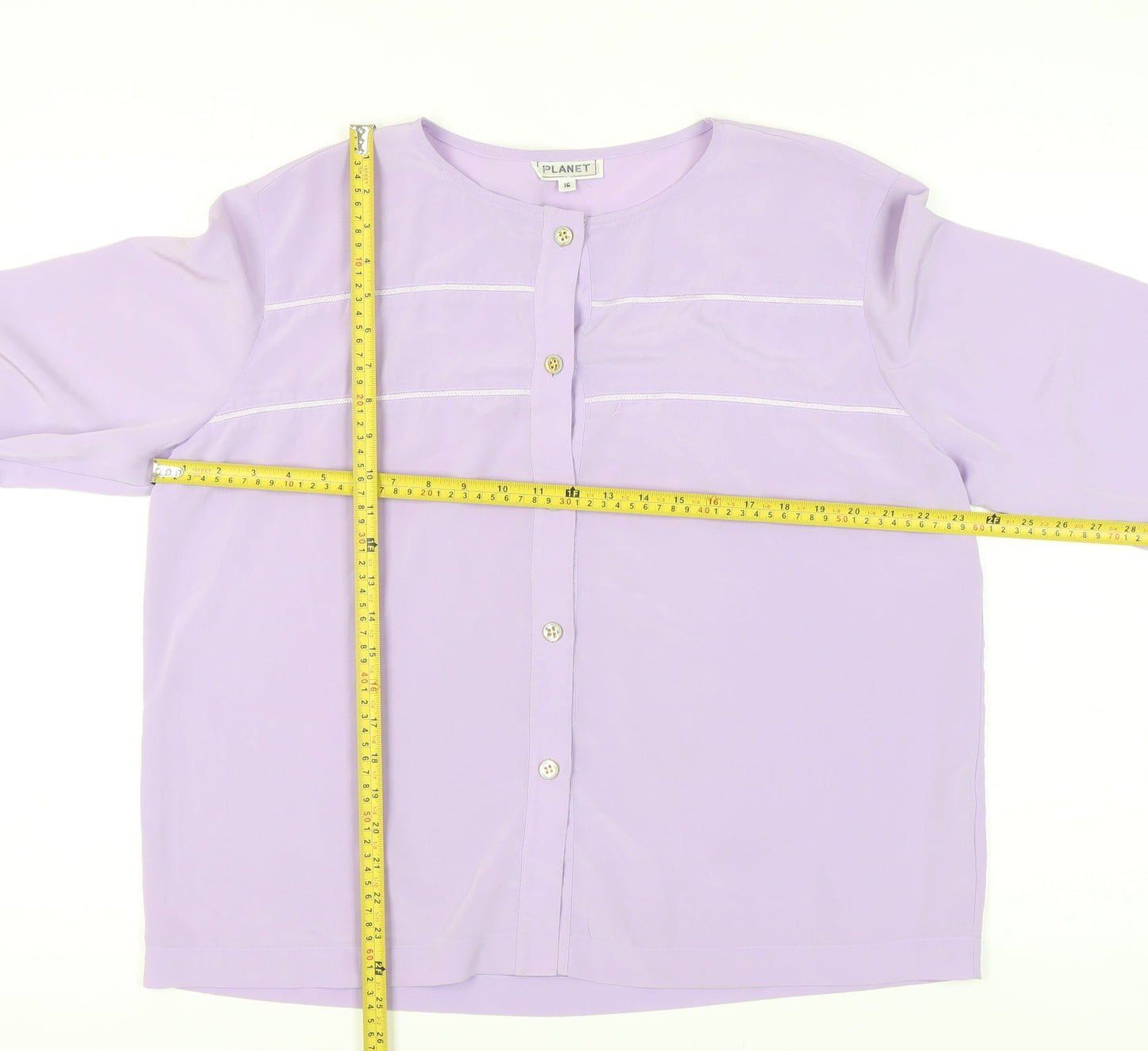 Womens UK Size 16 Planet Purple Basic Button-Up