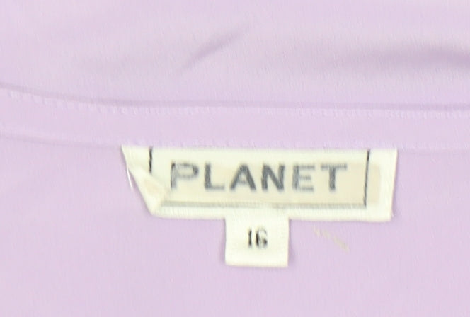 Womens UK Size 16 Planet Purple Basic Button-Up
