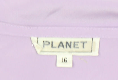 Womens UK Size 16 Planet Purple Basic Button-Up