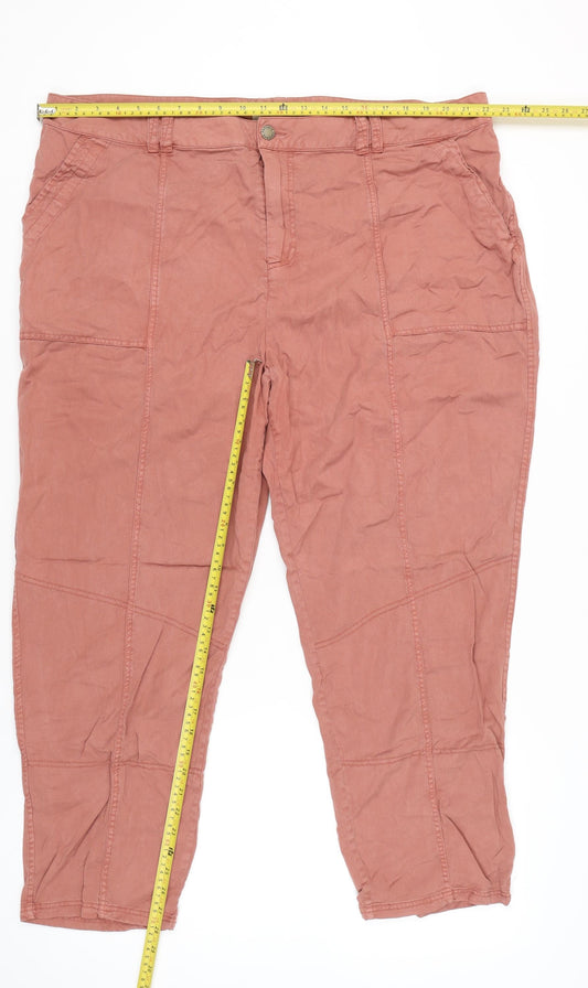 Fat Face Women’s Pink Cargo Trousers Size 20 Lyocell Cotton Twill