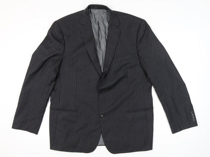 Charlton Gray Men's Grey Pinstripe 46L Wool Blend Blazer Jacket