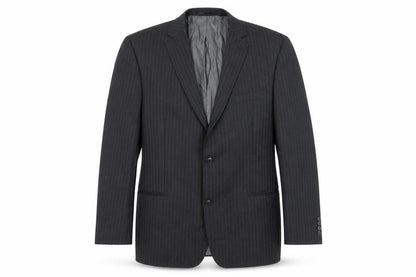 Charlton Gray Men's Grey Pinstripe 46L Wool Blend Blazer Jacket