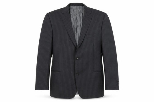 Charlton Gray Men's Grey Pinstripe 46L Wool Blend Blazer Jacket
