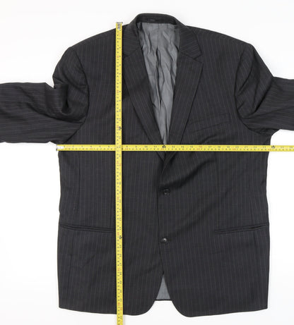 Charlton Gray Men's Grey Pinstripe 46L Wool Blend Blazer Jacket