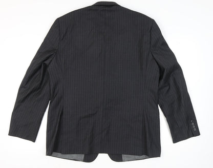 Charlton Gray Men's Grey Pinstripe 46L Wool Blend Blazer Jacket