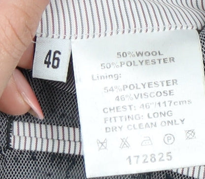 Charlton Gray Men's Grey Pinstripe 46L Wool Blend Blazer Jacket