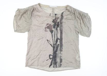 Womens UK Size L Zara Basic Beige Basic Blouse