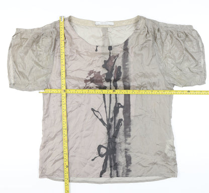 Womens UK Size L Zara Basic Beige Basic Blouse